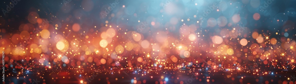 Obraz premium A blurry image of a cityscape with bright orange and blue lights