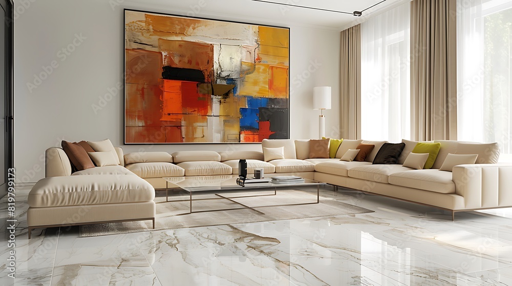 luxurious living room with a white marble floor luxurious living room with a white marble floor