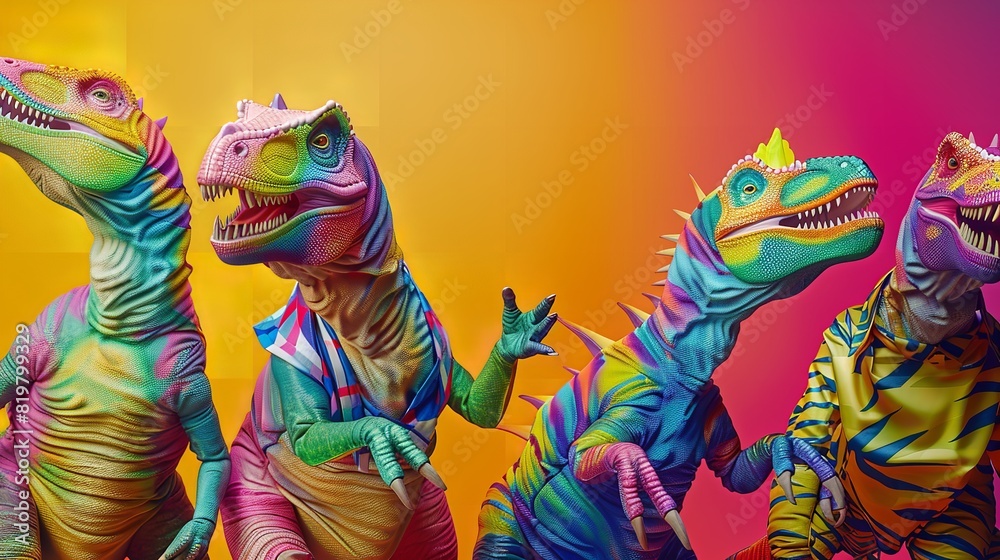 Fototapeta premium Creative Animal Concept: Group of Dinosaurs