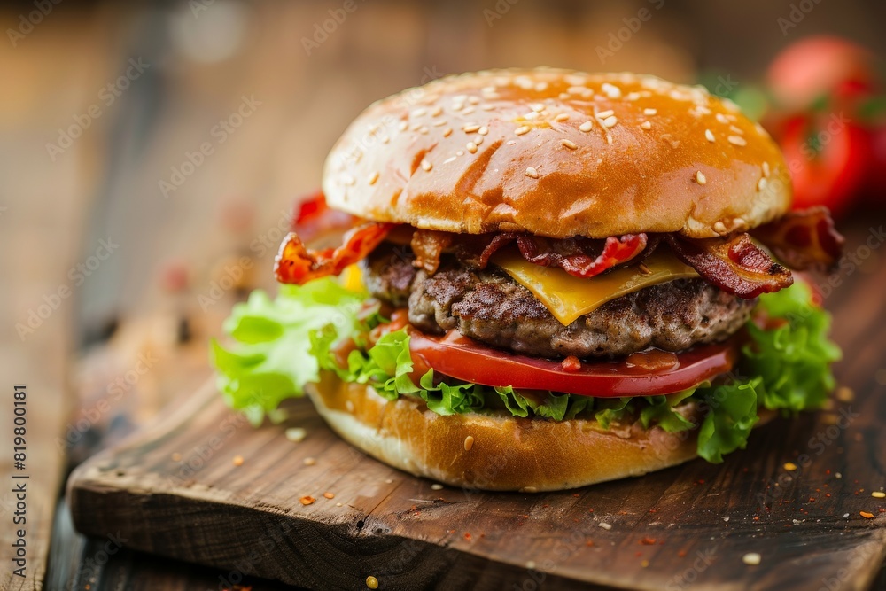 A close-up hamburger with a perfectly cooked patty.. Beautiful simple AI generated image in 4K, unique. A close-up hamburger with a perfectly cooked patty.. Beautiful simple AI generated image in 4K, unique.