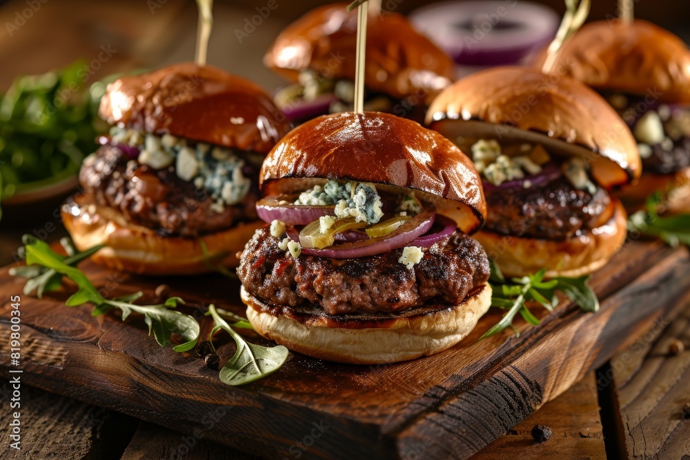 Homemade Tasty Cheese beef burger - American cheese burger with fresh salad, onion and tomato on wooden background. Beautiful simple AI generated image in 4K, unique. Homemade Tasty Cheese beef burger - American cheese burger with fresh salad, onion and tomato on wooden background. Beautiful simple AI generated image in 4K, unique.