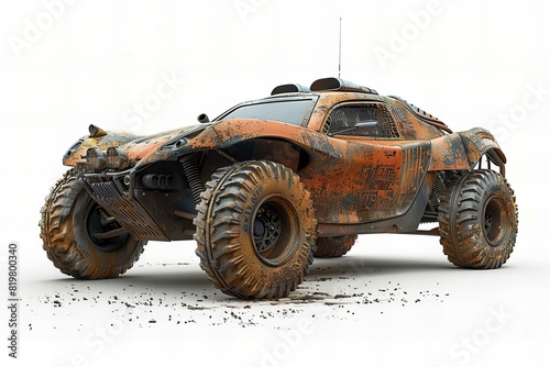 Featuring a off-road car in action, isolated on white background