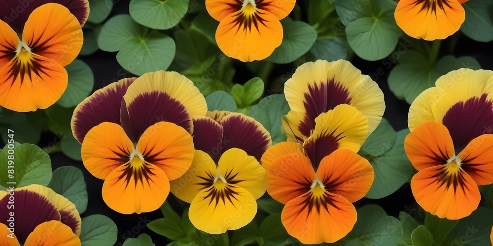 Nasturtium plant with orange flowers growing in the garden