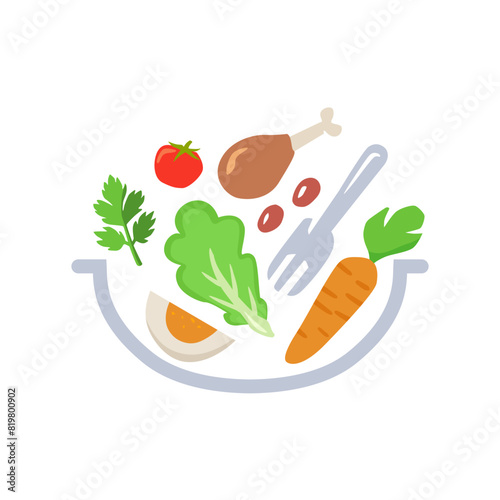 Salad Bowl Vector illustration. A vibrant medley of freshness and flavor. Bursting with vibrant colors and crisp textures, it's the perfect addition. Usable for labels, banners, or advertisements.
