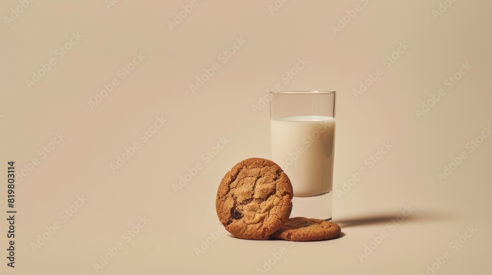 Minimalist Poster of Gluten-Free Cookie and Almond Milk for Natural and Simple Ingredient Theme Minimalist Poster of Gluten-Free Cookie and Almond Milk for Natural and Simple Ingredient Theme