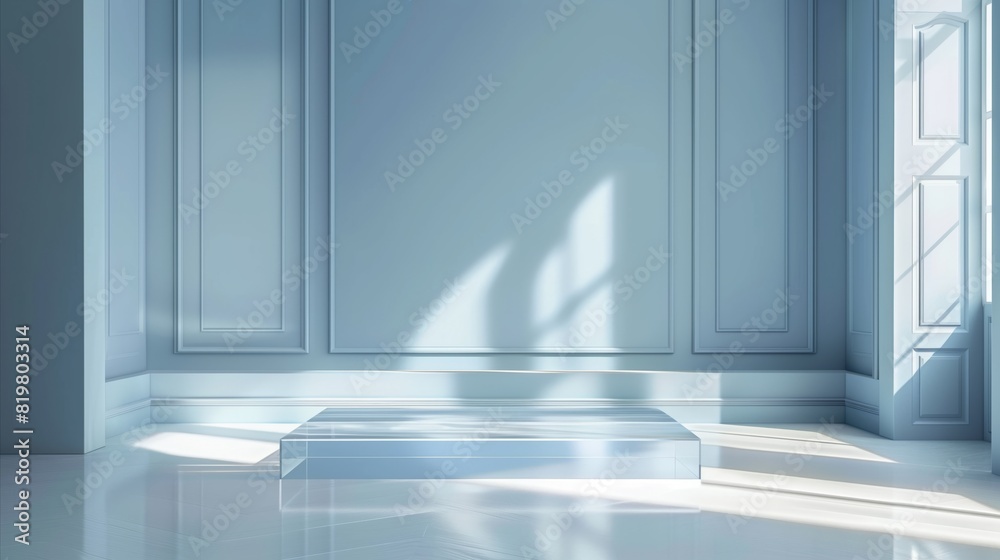 Obraz premium Sunlit Empty Room with Elegant Molding and Large Windows