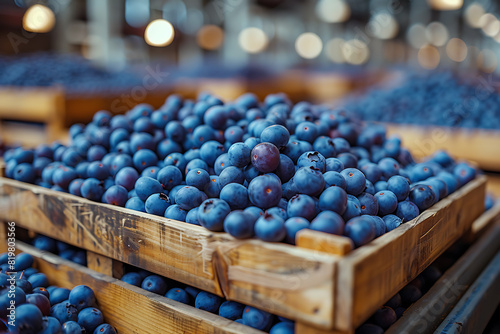 Wallpaper Mural The harvested strawberries are neatly packed in wooden boxes on the sorting line, ready for distribution at a bustling farm during the peak of the harvest season Torontodigital.ca