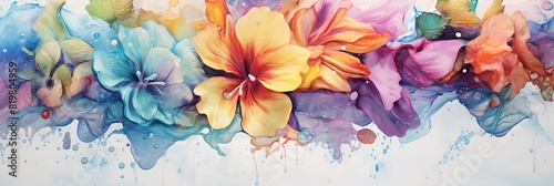 A watercolor splash with intricate  detailed patterns.