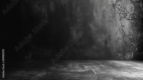 The background of a black  dark and gray abstract cement wall framed by a studio room interior texture.