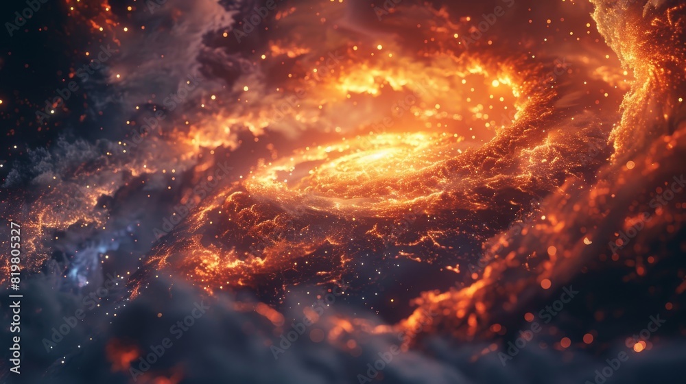A fiery spiral of stars and dust in the sky A fiery spiral of stars and dust in the sky