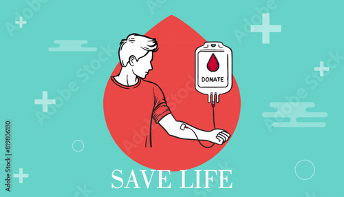 Hands of the giver and the recipient to donate blood. Blood donation concept heart medical sign. Give blood save life banner