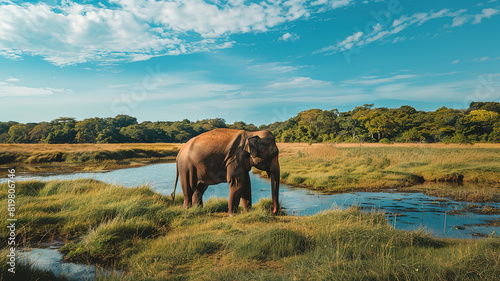 Eyecatching Photorealistic scene of wild elephants