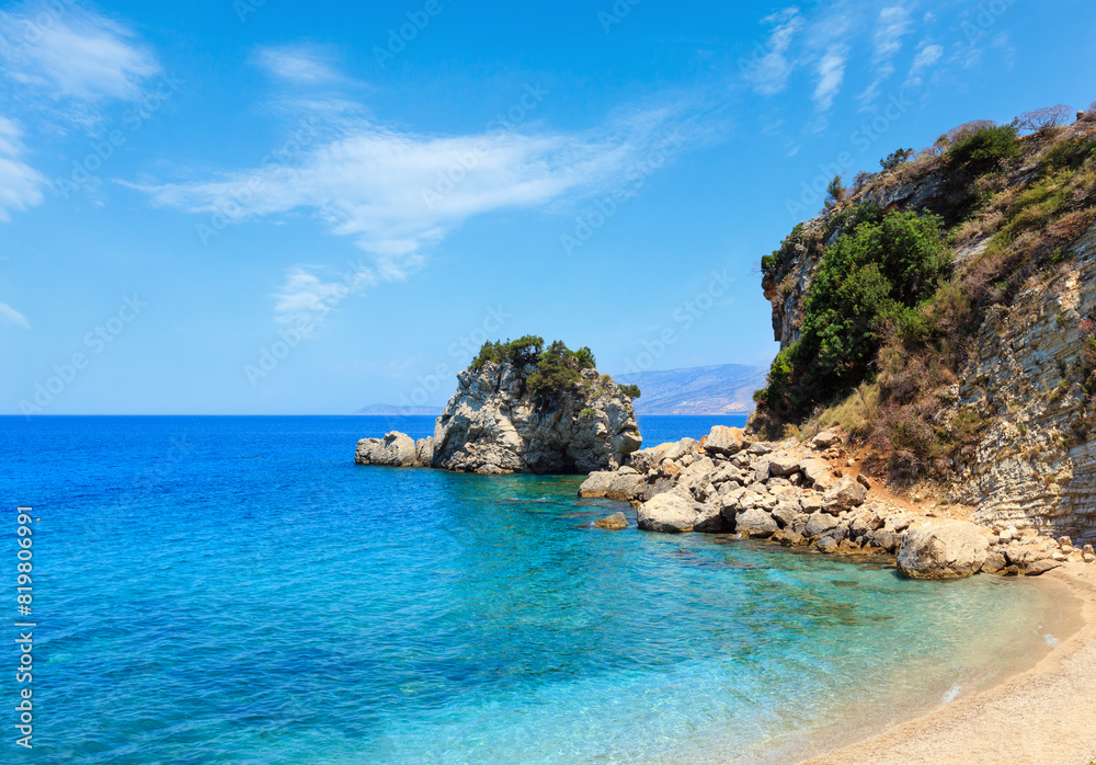 Obraz premium Summer sea coast landscape. View from Mirror beach (Plazhi i Pasqyrave), Saranda, Albania.