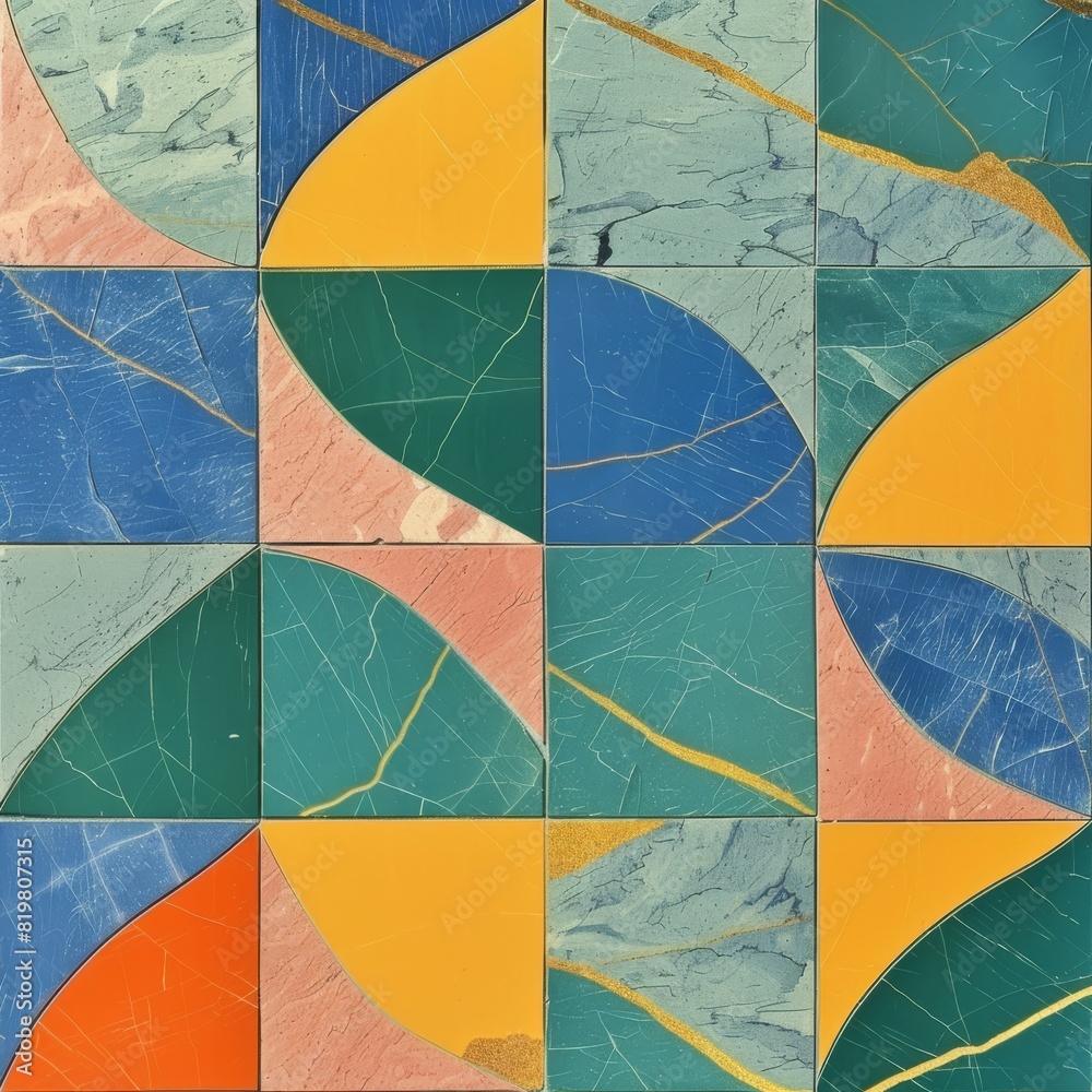 Fototapeta premium Abstract Marble Stone Pattern Texture with Gold and Multicolored Accents