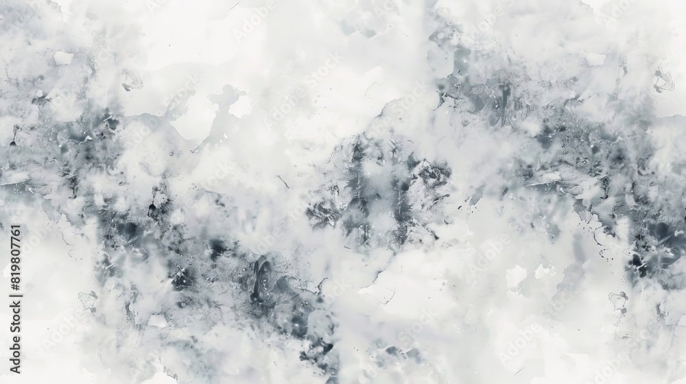 Painting in white watercolor with cloudy distressed texture and marbled grunge, in soft grays or silvers