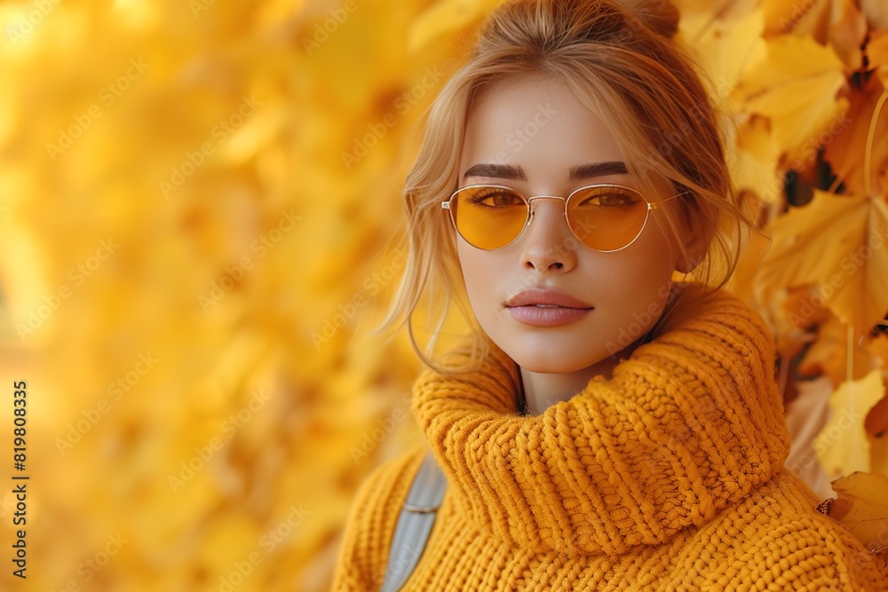 Autumn Arrives Fashion Lady Clothes Set Trendy Cozy Jumper Stylish Gold Handbag Clutch, Glamour Sunglasses Flat lay Fall Leaves Vanilla Pastel autumnal fashionable colors Autumn Arrives Fashion Lady Clothes Set Trendy Cozy Jumper Stylish Gold Handbag Clutch, Glamour Sunglasses Flat lay Fall Leaves Vanilla Pastel autumnal fashionable colors