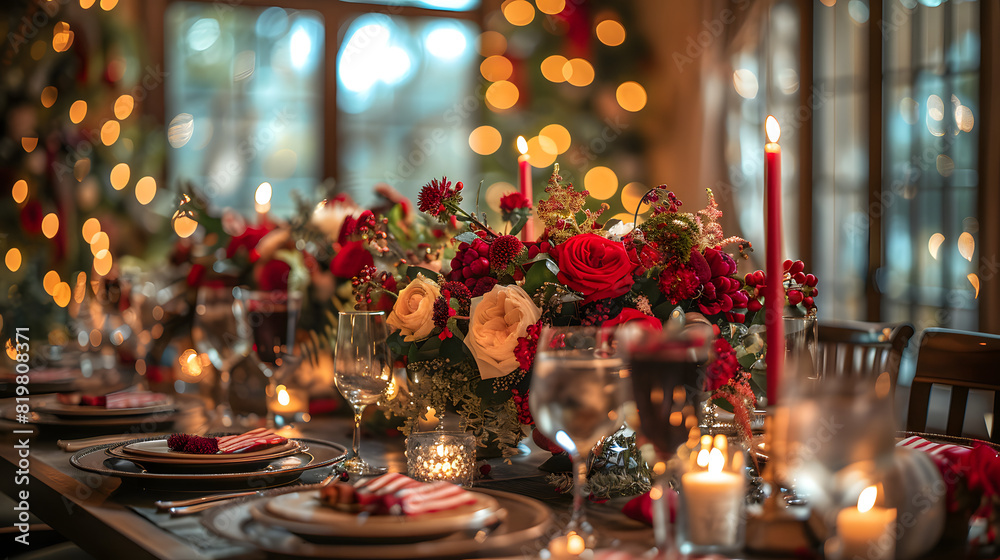An elegant formal dining room featuring a beautifully arranged floral centerpiece, set for a special occasion with exquisite tableware and decor An elegant formal dining room featuring a beautifully arranged floral centerpiece, set for a special occasion with exquisite tableware and decor