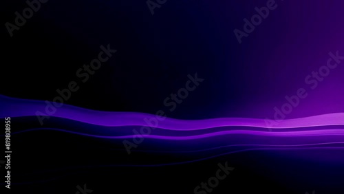 Abstract purple and blue light waves flow smoothly on a dark background. This elegant, glowing animation is a seamless loop, ideal for technology or corporate presentations.