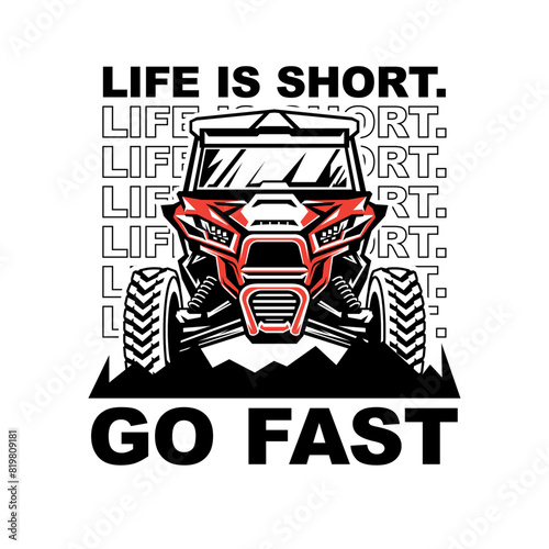 Life Is Short ATV Black T-shirt Vector Illustration