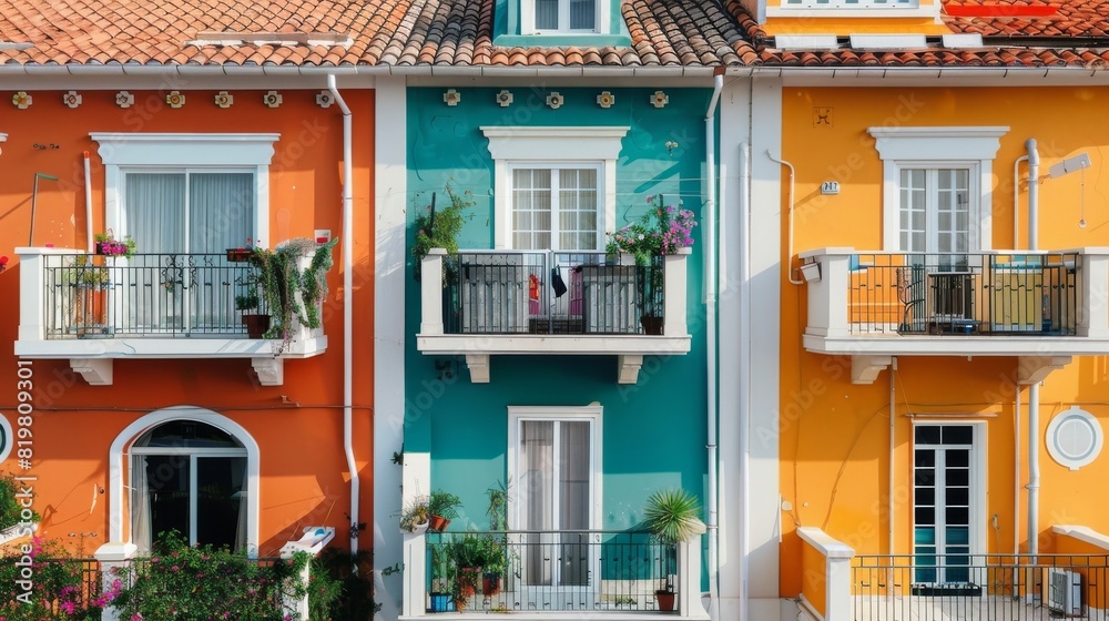 mediterranean and orange facaded houses with white ornaments