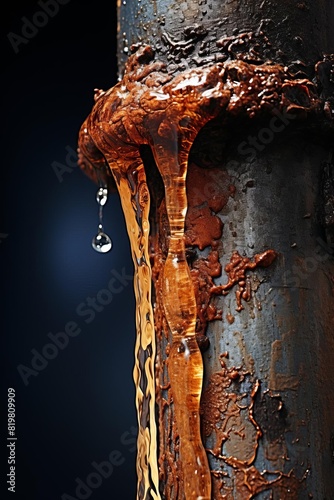 rusty pipe with a drop of water