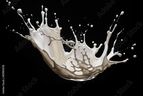 Image of white milk splash isolated on black background
