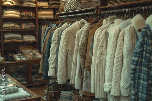 Clothes on racks in a fashion boutique