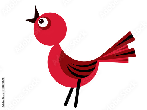 Illustration of a cute red bird