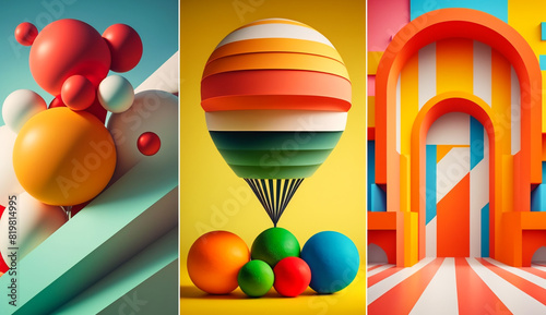 Bright and Bold Wallpaper. Geometric Art Concept