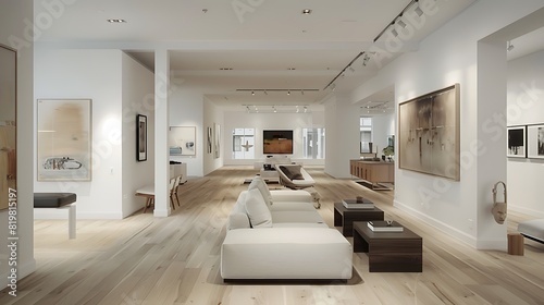 modern living room with a gallery-like atmosphere