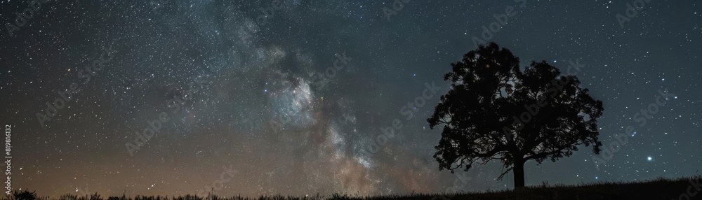 Fototapeta premium Clear night sky with visible stars, focus on the constellations, celestial clarity, selective focus, in a field, surreal, overlay, starry sky backdrop
