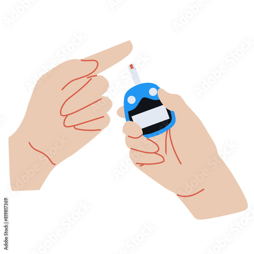 Diabetes test Illustration. Glucometer.