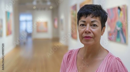 Pride, arms crossed and portrait of a woman at an art gallery for an exhibition. Creative, culture and museum manager with management of paintings, collection and curator of pictures at studio