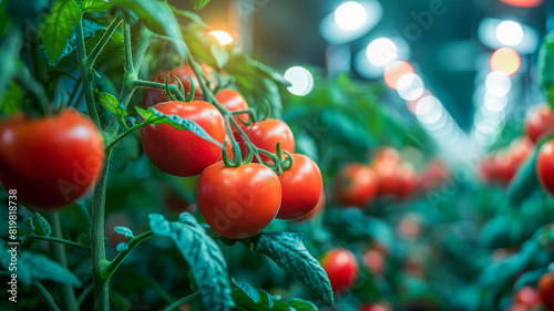 Artifically Grown Tomatoes Under Grow Lights photo