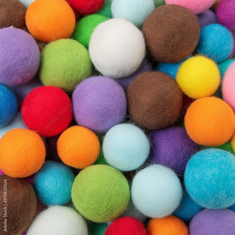 Colourful balls made of felt as background. Colourful balls made of felt as background.