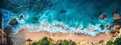 Amazing beach scene with white sand and turquoise water.