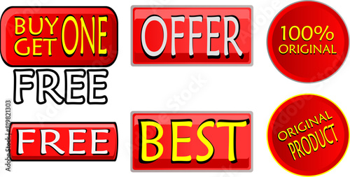 Labels Tags Icon Set. Special Offer, Big Sale, Discount, original, Vector Design.