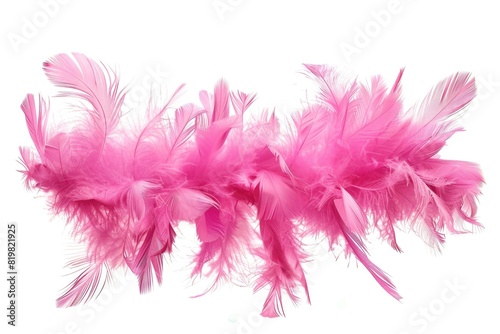 A bunch of pink feathers on a clean white background. Perfect for adding a soft and delicate touch to any project © Fotograf