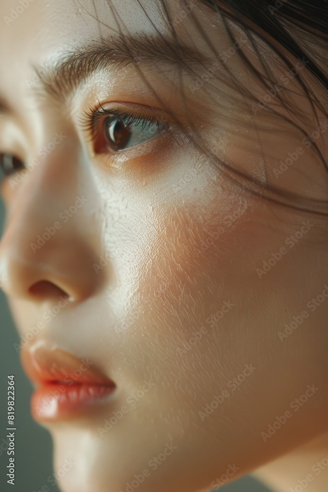 Close-up of a woman's face, suitable for beauty and skincare concepts