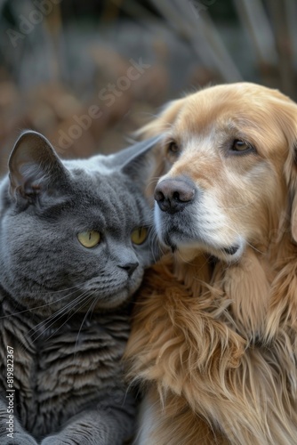 Wallpaper Mural A heartwarming image of a cat and dog snuggled up together. Perfect for pet lovers and animal enthusiasts Torontodigital.ca