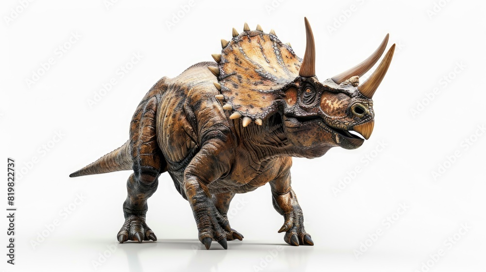Close up of a toy dinosaur on a white surface. Suitable for educational materials Close up of a toy dinosaur on a white surface. Suitable for educational materials