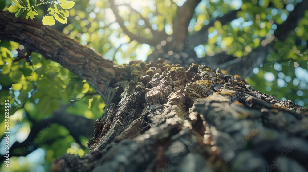 Fototapeta premium Detailed close-up view of a tree trunk. Suitable for nature and texture backgrounds