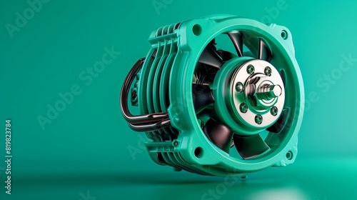 Brilliant plum alternator on a muted teal backdrop - essential for powering the vehicle's electrical system