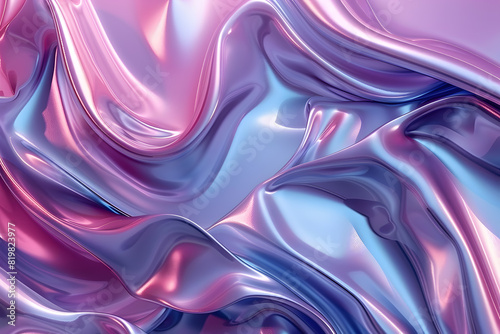 Abstract pink and blue silk fabric waves