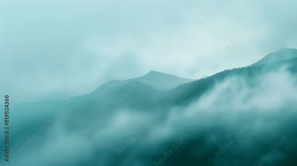 Fototapeta premium Mountains in fog illustration