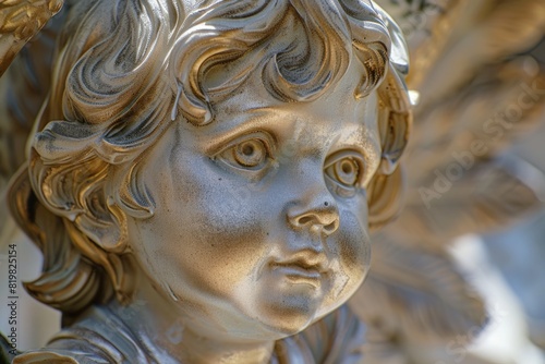 Detailed shot of a child statue, suitable for various concepts