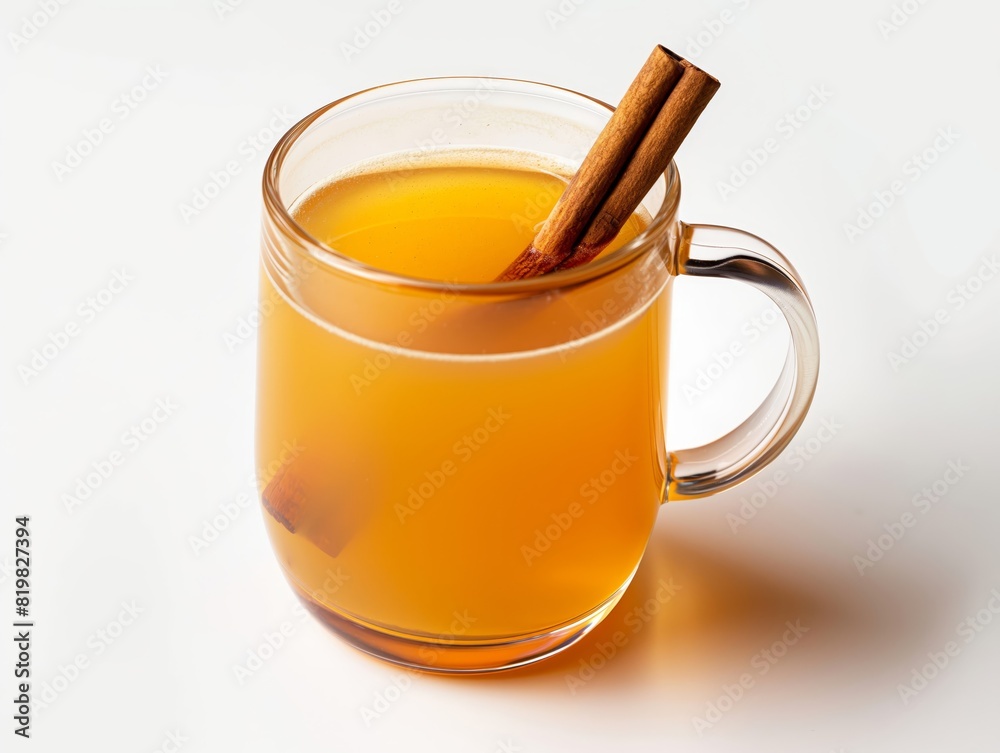 A cup of tea with cinnamon sticks in it