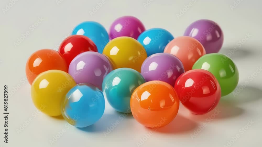 A bunch of colorful plastic balls are piled on top of each other. The balls are of different colors, including red, blue, green, and yellow. Concept of playfulness and fun A bunch of colorful plastic balls are piled on top of each other. The balls are of different colors, including red, blue, green, and yellow. Concept of playfulness and fun