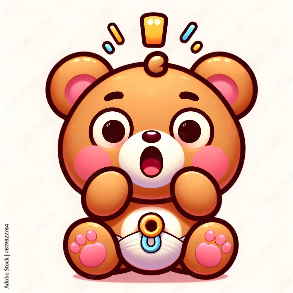 The moment the baby bear's surprised expression, the baby bear's eyes wide open The moment the baby bear's surprised expression, the baby bear's eyes wide open