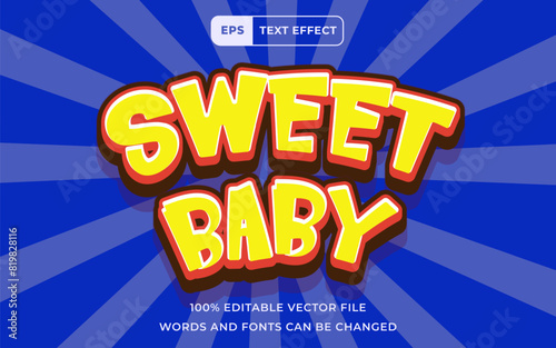 Editable Text effect Sweet baby Modern style 3D cartoon comic